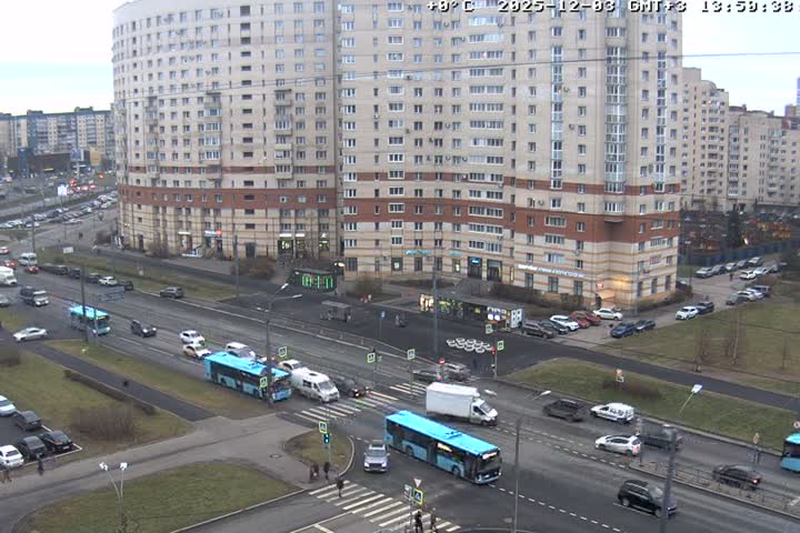 Prospekt KolomyazhskiyXIspytateley Junc. & City Mall & Primorsky Dsct Skyline  Live Cam- Komendantsky Aerodrom, Primorsky, Saint Petersburg, Northwestern (Severo-Zapadnyy), Russia