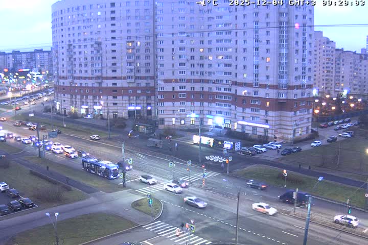 Prospekt KolomyazhskiyXIspytateley Junc. & City Mall & Primorsky Dsct Skyline  Live Cam- Komendantsky Aerodrom, Primorsky, Saint Petersburg, Northwestern (Severo-Zapadnyy), Russia