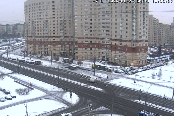 Prospekt KolomyazhskiyXIspytateley Junc. & City Mall & Primorsky Dsct Skyline  Live Cam- Komendantsky Aerodrom, Primorsky, Saint Petersburg, Northwestern (Severo-Zapadnyy), Russia
