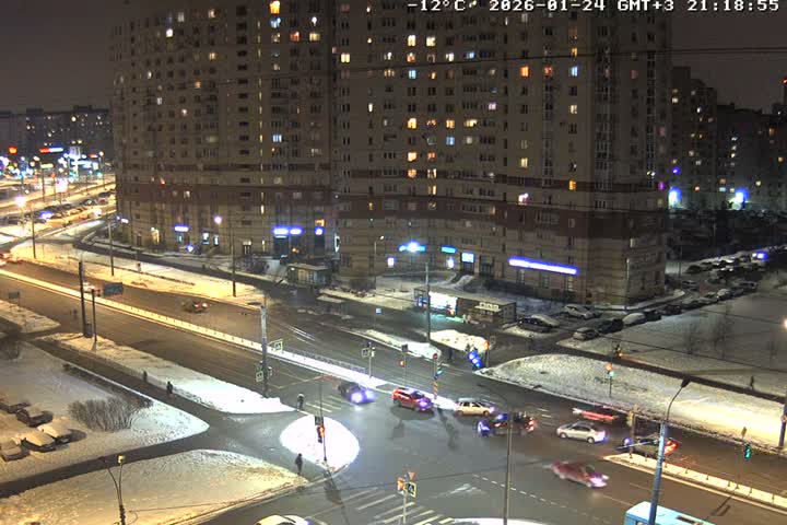 Prospekt KolomyazhskiyXIspytateley Junc. & City Mall & Primorsky Dsct Skyline  Live Cam- Komendantsky Aerodrom, Primorsky, Saint Petersburg, Northwestern (Severo-Zapadnyy), Russia