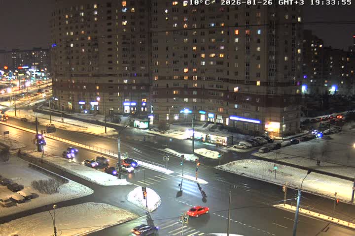 Prospekt KolomyazhskiyXIspytateley Junc. & City Mall & Primorsky Dsct Skyline  Live Cam- Komendantsky Aerodrom, Primorsky, Saint Petersburg, Northwestern (Severo-Zapadnyy), Russia