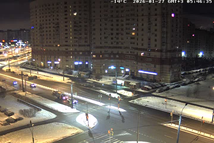 Prospekt KolomyazhskiyXIspytateley Junc. & City Mall & Primorsky Dsct Skyline  Live Cam- Komendantsky Aerodrom, Primorsky, Saint Petersburg, Northwestern (Severo-Zapadnyy), Russia
