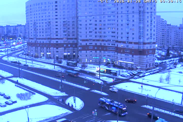 Prospekt KolomyazhskiyXIspytateley Junc. & City Mall & Primorsky Dsct Skyline  Live Cam- Komendantsky Aerodrom, Primorsky, Saint Petersburg, Northwestern (Severo-Zapadnyy), Russia