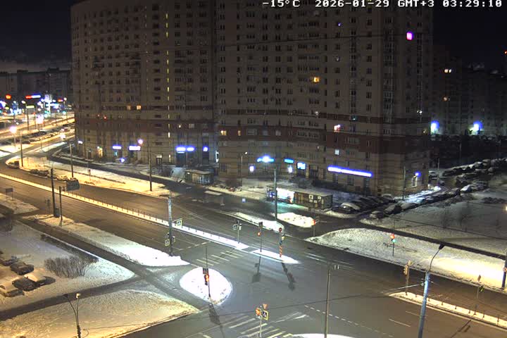 Prospekt KolomyazhskiyXIspytateley Junc. & City Mall & Primorsky Dsct Skyline  Live Cam- Komendantsky Aerodrom, Primorsky, Saint Petersburg, Northwestern (Severo-Zapadnyy), Russia