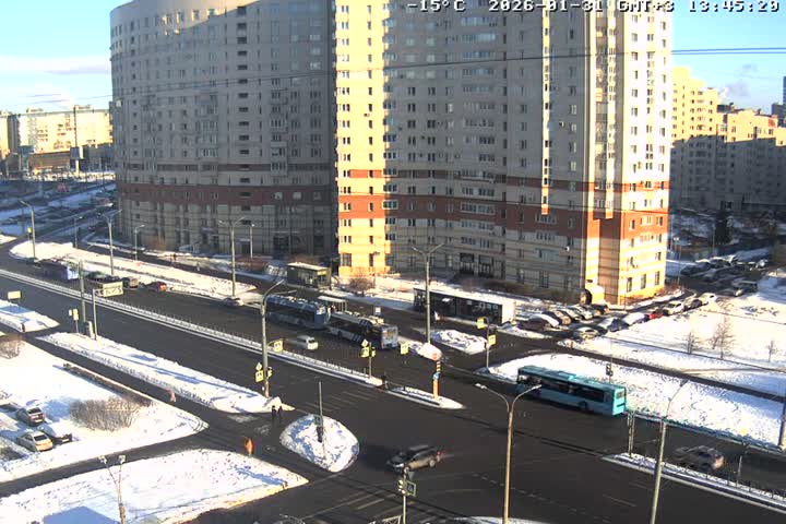 Prospekt KolomyazhskiyXIspytateley Junc. & City Mall & Primorsky Dsct Skyline  Live Cam- Komendantsky Aerodrom, Primorsky, Saint Petersburg, Northwestern (Severo-Zapadnyy), Russia