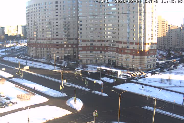 Prospekt KolomyazhskiyXIspytateley Junc. & City Mall & Primorsky Dsct Skyline  Live Cam- Komendantsky Aerodrom, Primorsky, Saint Petersburg, Northwestern (Severo-Zapadnyy), Russia