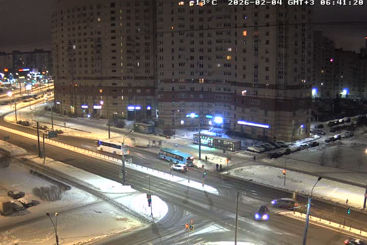 Prospekt KolomyazhskiyXIspytateley Junc. & City Mall & Primorsky Dsct Skyline  Live Cam- Komendantsky Aerodrom, Primorsky, Saint Petersburg, Northwestern (Severo-Zapadnyy), Russia