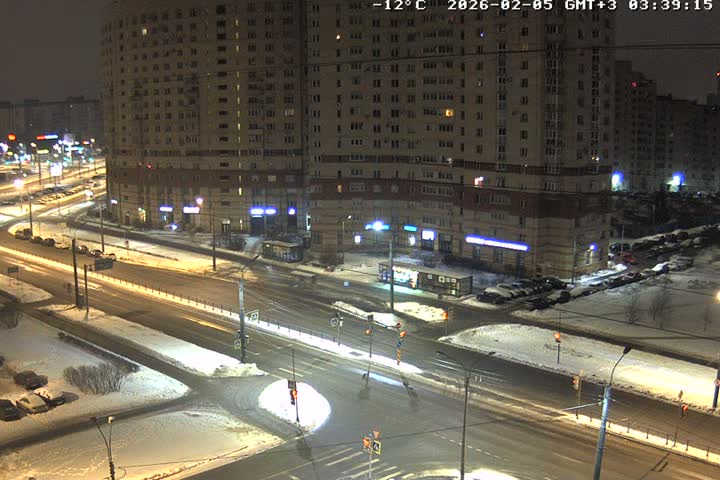 Prospekt KolomyazhskiyXIspytateley Junc. & City Mall & Primorsky Dsct Skyline  Live Cam- Komendantsky Aerodrom, Primorsky, Saint Petersburg, Northwestern (Severo-Zapadnyy), Russia