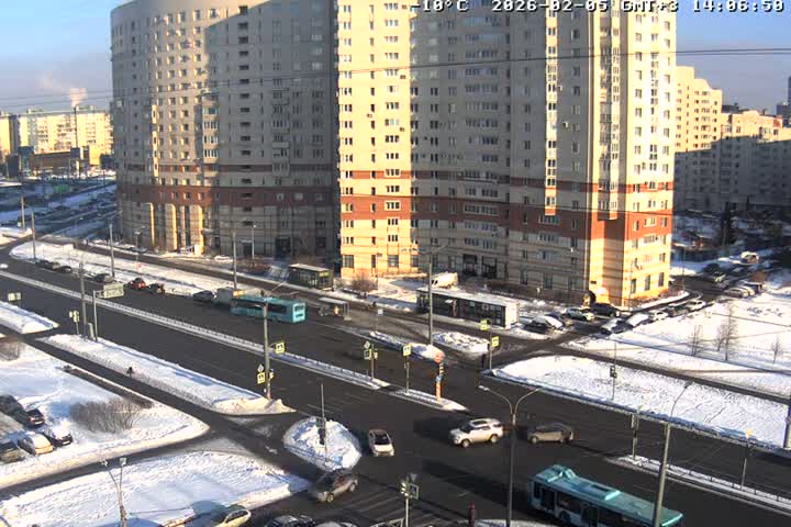 Prospekt KolomyazhskiyXIspytateley Junc. & City Mall & Primorsky Dsct Skyline  Live Cam- Komendantsky Aerodrom, Primorsky, Saint Petersburg, Northwestern (Severo-Zapadnyy), Russia