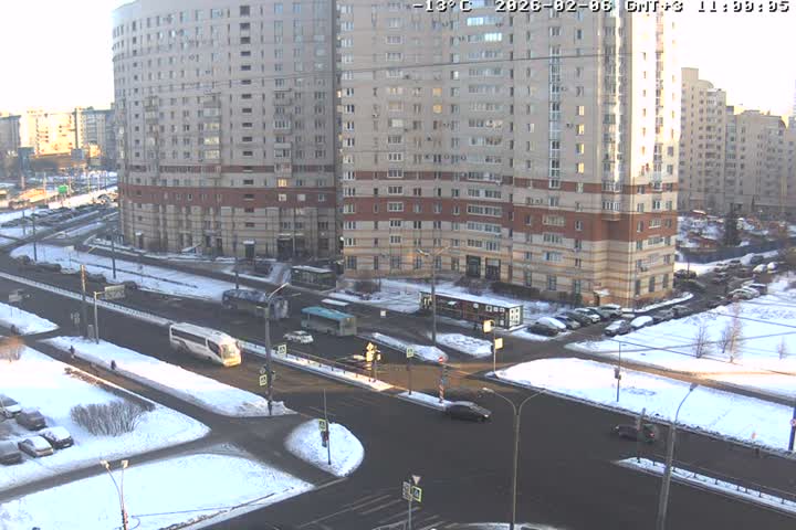 Prospekt KolomyazhskiyXIspytateley Junc. & City Mall & Primorsky Dsct Skyline  Live Cam- Komendantsky Aerodrom, Primorsky, Saint Petersburg, Northwestern (Severo-Zapadnyy), Russia