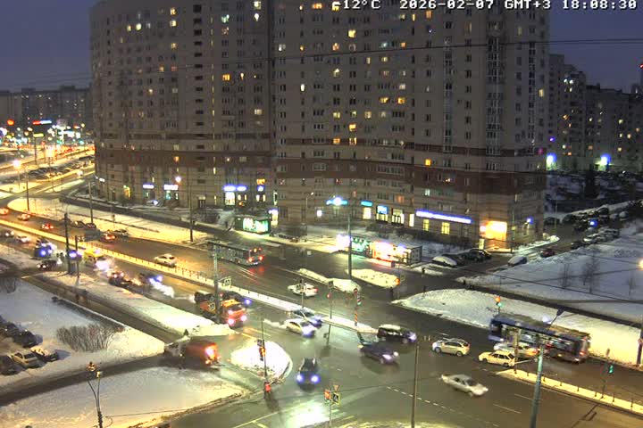 Prospekt KolomyazhskiyXIspytateley Junc. & City Mall & Primorsky Dsct Skyline  Live Cam- Komendantsky Aerodrom, Primorsky, Saint Petersburg, Northwestern (Severo-Zapadnyy), Russia