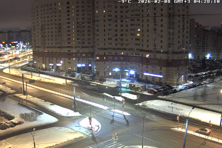 Prospekt KolomyazhskiyXIspytateley Junc. & City Mall & Primorsky Dsct Skyline  Live Cam- Komendantsky Aerodrom, Primorsky, Saint Petersburg, Northwestern (Severo-Zapadnyy), Russia