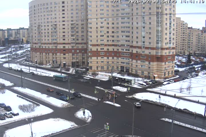 Prospekt KolomyazhskiyXIspytateley Junc. & City Mall & Primorsky Dsct Skyline  Live Cam- Komendantsky Aerodrom, Primorsky, Saint Petersburg, Northwestern (Severo-Zapadnyy), Russia