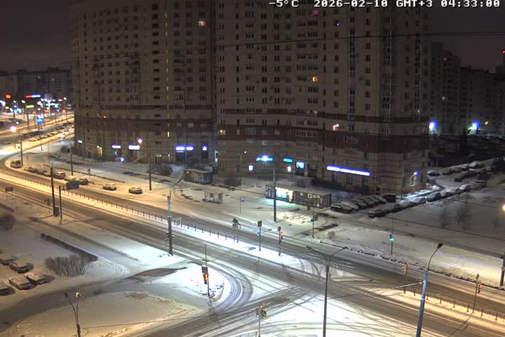 Prospekt KolomyazhskiyXIspytateley Junc. & City Mall & Primorsky Dsct Skyline  Live Cam- Komendantsky Aerodrom, Primorsky, Saint Petersburg, Northwestern (Severo-Zapadnyy), Russia