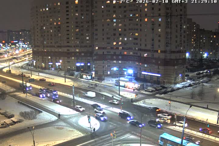 Prospekt KolomyazhskiyXIspytateley Junc. & City Mall & Primorsky Dsct Skyline  Live Cam- Komendantsky Aerodrom, Primorsky, Saint Petersburg, Northwestern (Severo-Zapadnyy), Russia