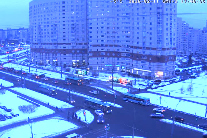 Prospekt KolomyazhskiyXIspytateley Junc. & City Mall & Primorsky Dsct Skyline  Live Cam- Komendantsky Aerodrom, Primorsky, Saint Petersburg, Northwestern (Severo-Zapadnyy), Russia