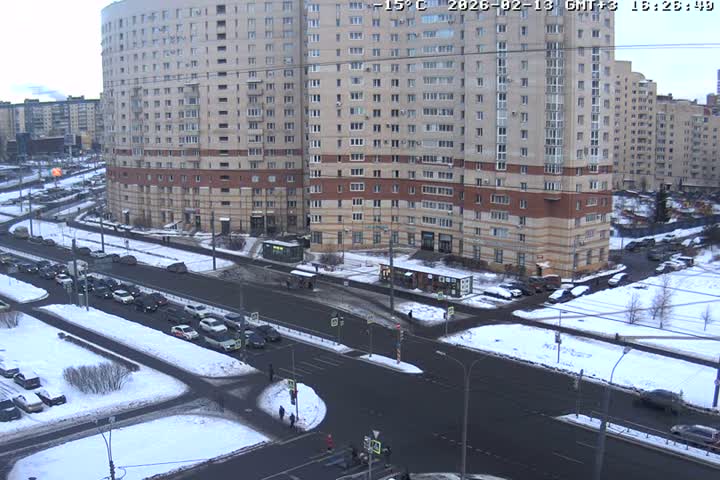 Prospekt KolomyazhskiyXIspytateley Junc. & City Mall & Primorsky Dsct Skyline  Live Cam- Komendantsky Aerodrom, Primorsky, Saint Petersburg, Northwestern (Severo-Zapadnyy), Russia