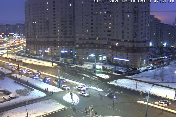 Prospekt KolomyazhskiyXIspytateley Junc. & City Mall & Primorsky Dsct Skyline  Live Cam- Komendantsky Aerodrom, Primorsky, Saint Petersburg, Northwestern (Severo-Zapadnyy), Russia
