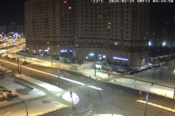 Prospekt KolomyazhskiyXIspytateley Junc. & City Mall & Primorsky Dsct Skyline  Live Cam- Komendantsky Aerodrom, Primorsky, Saint Petersburg, Northwestern (Severo-Zapadnyy), Russia