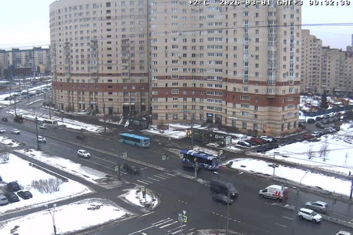 Prospekt KolomyazhskiyXIspytateley Junc. & City Mall & Primorsky Dsct Skyline  Live Cam- Komendantsky Aerodrom, Primorsky, Saint Petersburg, Northwestern (Severo-Zapadnyy), Russia