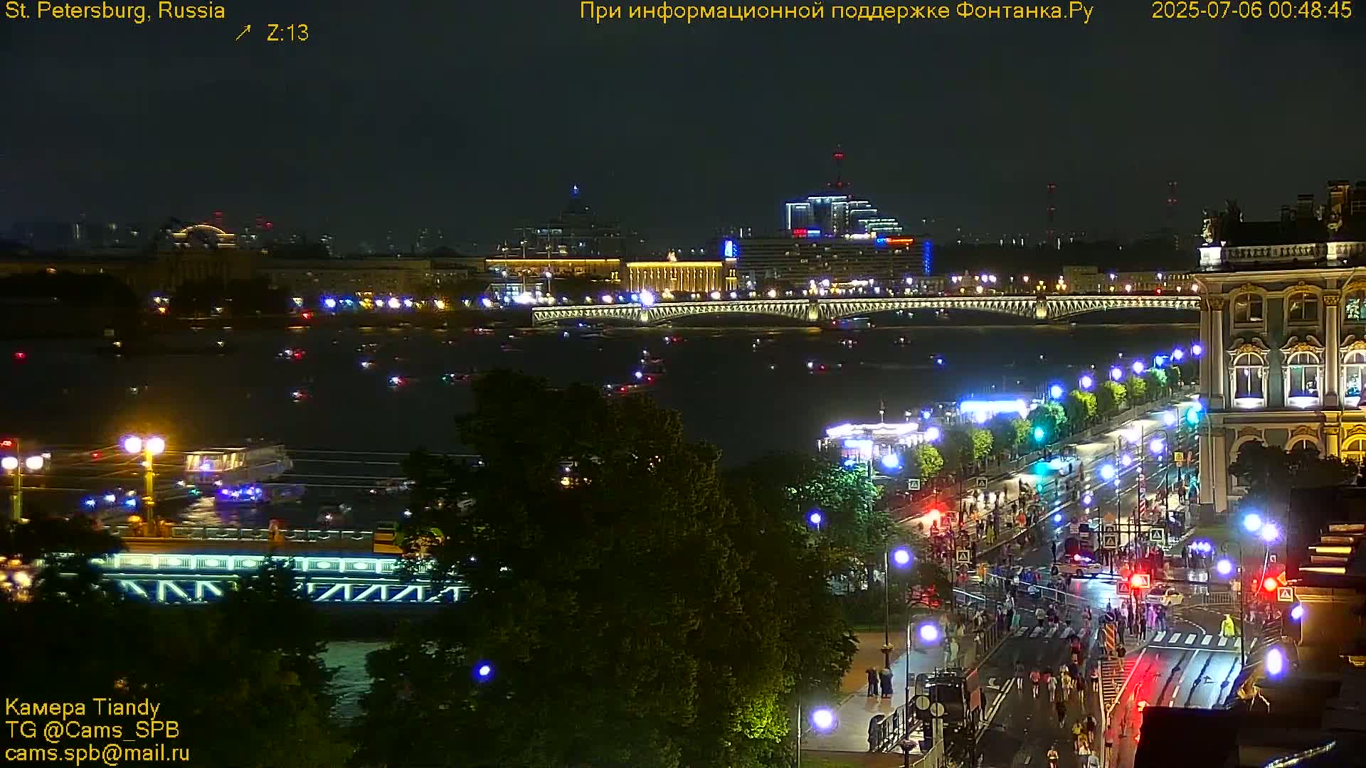 St. Petersburg, Reka Neva River Coasts Panaromic Zoom Skyline Live Cam  - Admiralteysky Okrug, Admiralteysky, Saint Petersburg, Northwestern (Severo-Zapadnyy), Russia