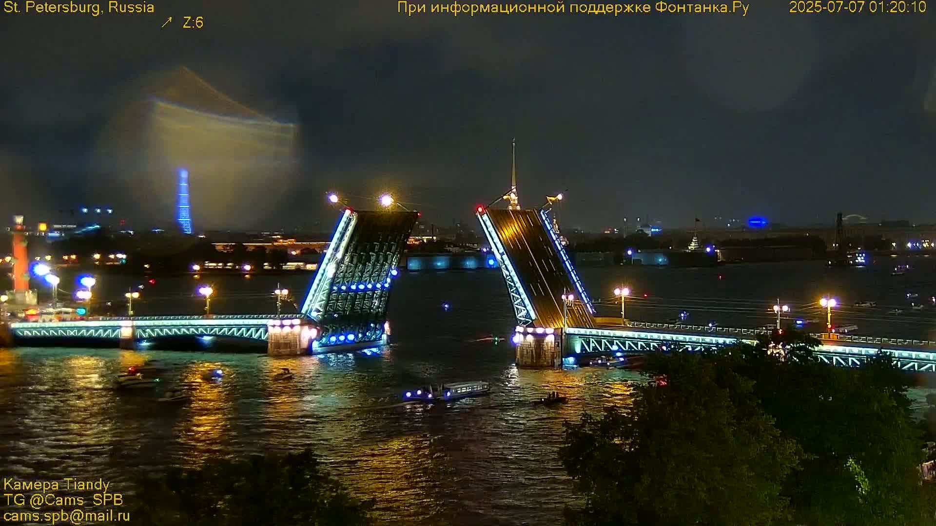 St. Petersburg, Reka Neva River Coasts Panaromic Zoom Skyline Live Cam  - Admiralteysky Okrug, Admiralteysky, Saint Petersburg, Northwestern (Severo-Zapadnyy), Russia