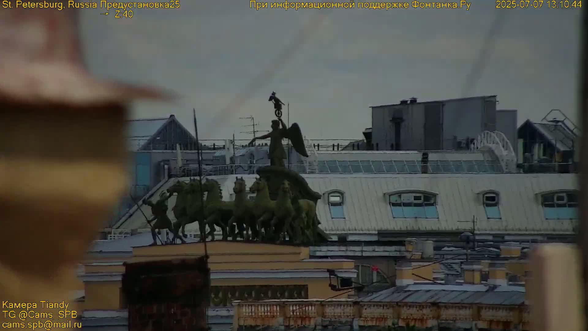 St. Petersburg, Reka Neva River Coasts Panaromic Zoom Skyline Live Cam  - Admiralteysky Okrug, Admiralteysky, Saint Petersburg, Northwestern (Severo-Zapadnyy), Russia