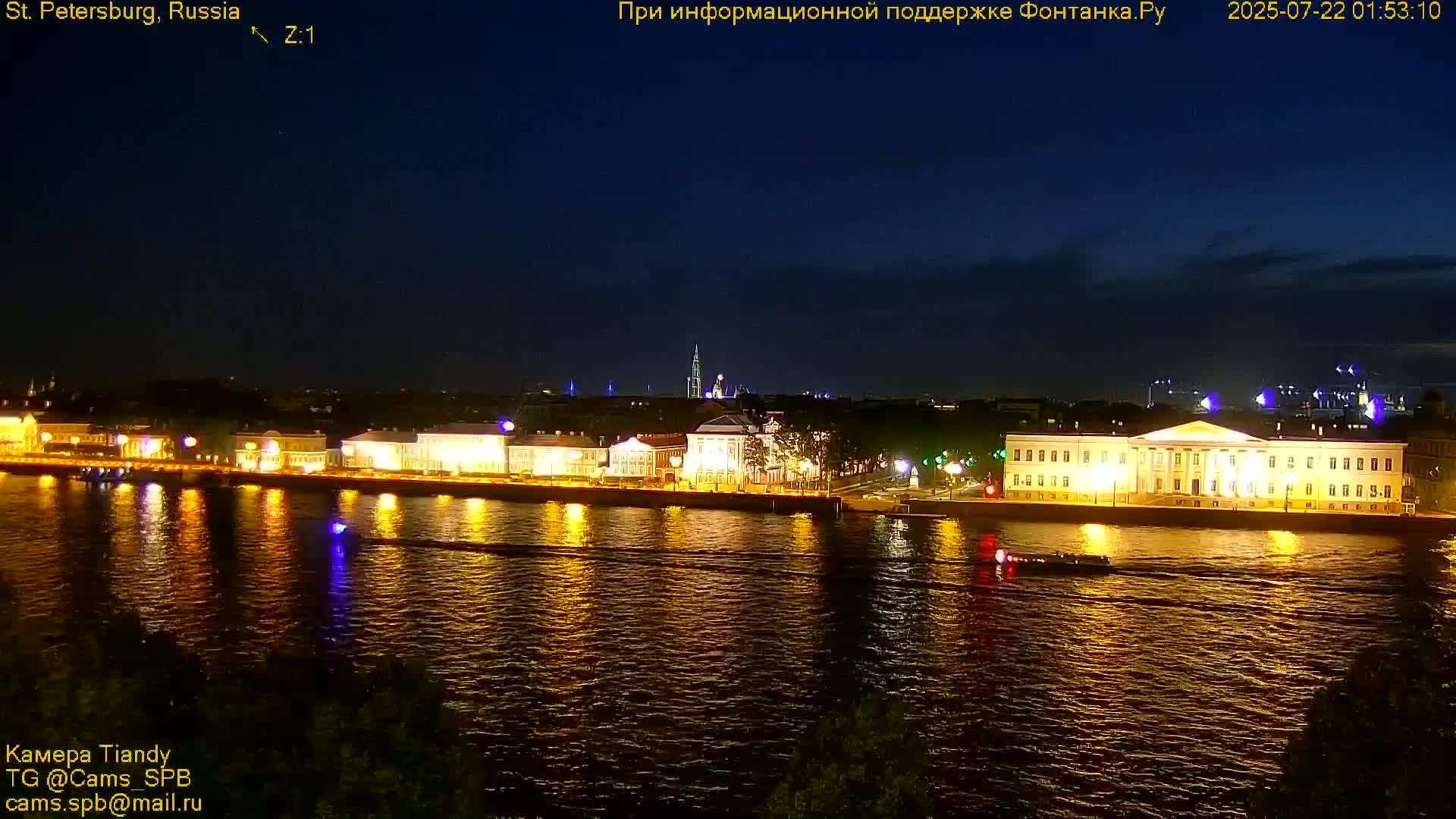 St. Petersburg, Reka Neva River Coasts Panaromic Zoom Skyline Live Cam  - Admiralteysky Okrug, Admiralteysky, Saint Petersburg, Northwestern (Severo-Zapadnyy), Russia