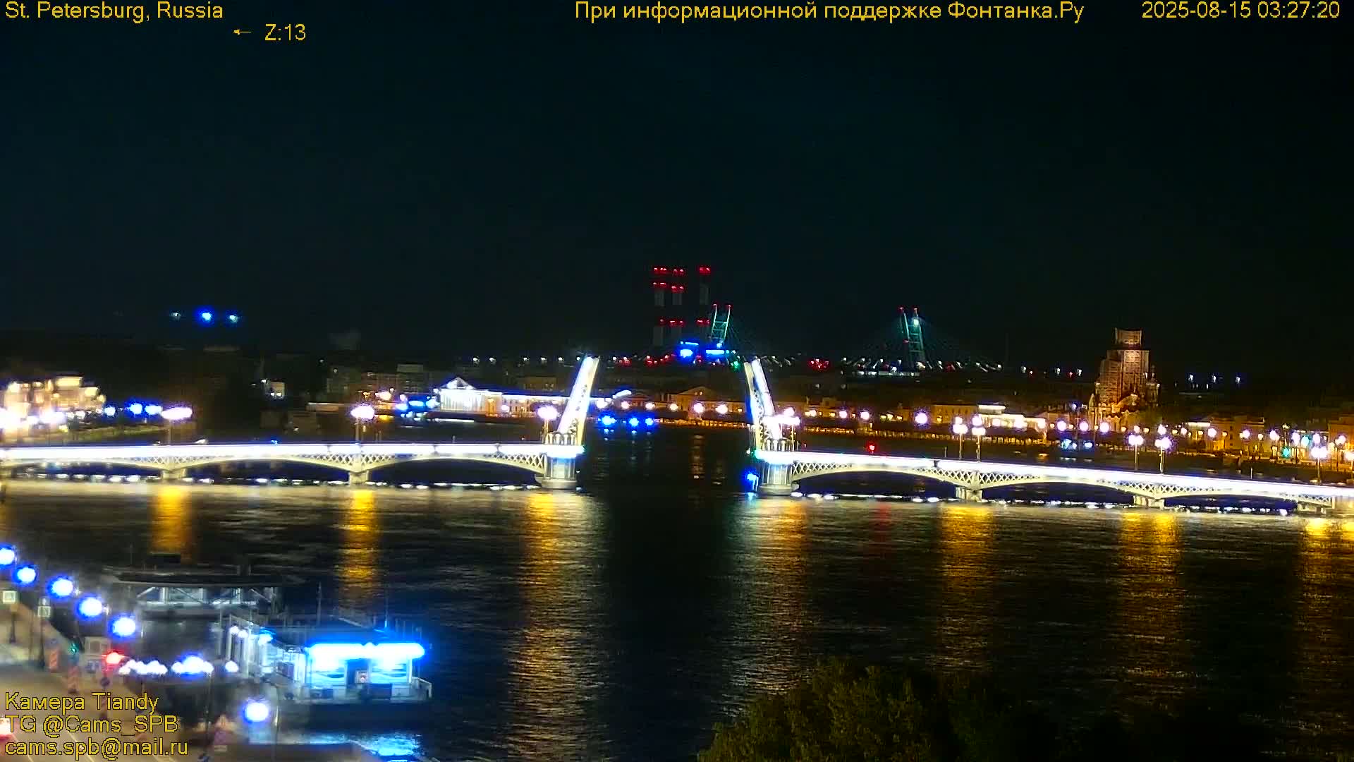 St. Petersburg, Reka Neva River Coasts Panaromic Zoom Skyline Live Cam  - Admiralteysky Okrug, Admiralteysky, Saint Petersburg, Northwestern (Severo-Zapadnyy), Russia