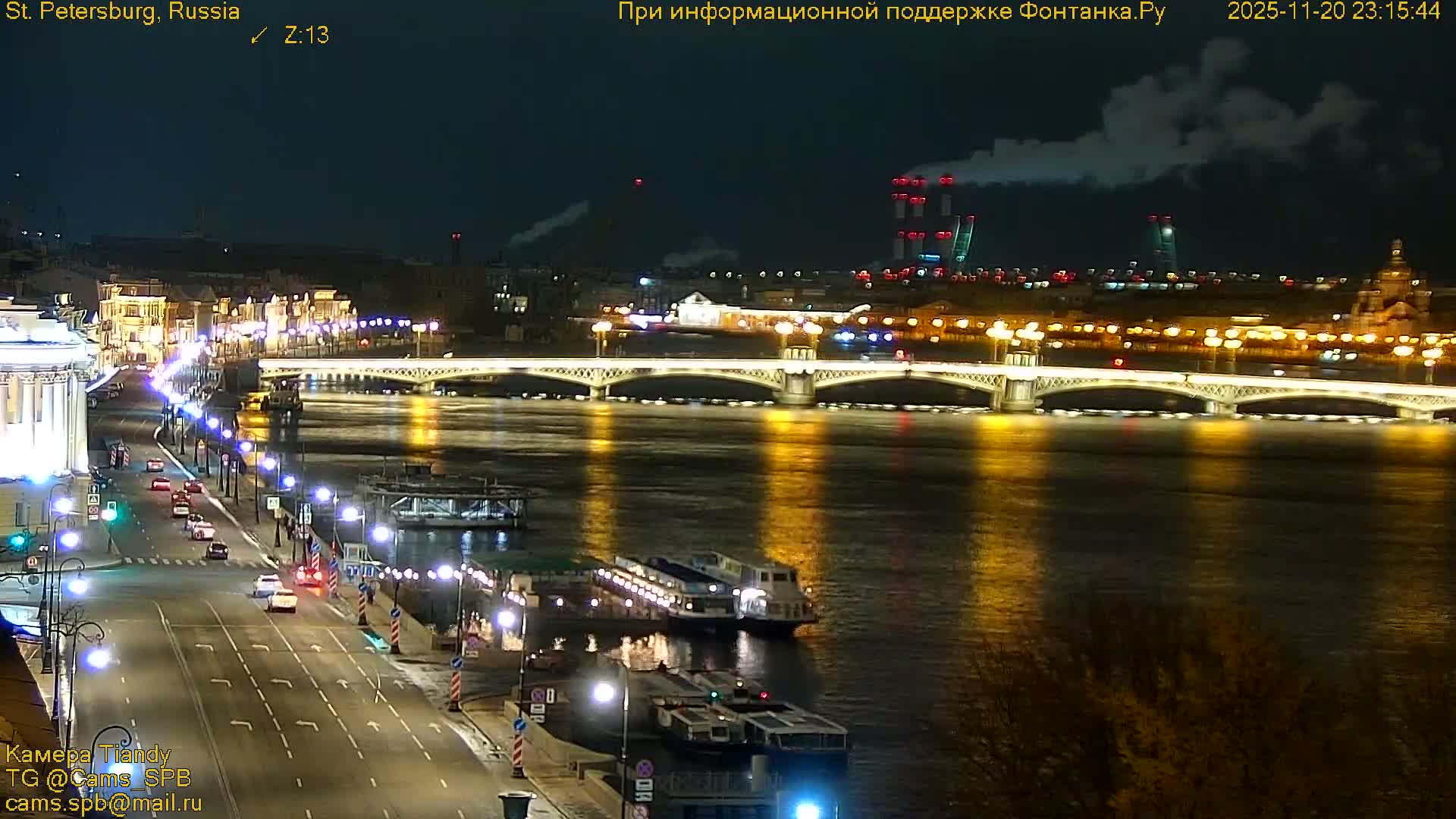 St. Petersburg, Reka Neva River Coasts Panaromic Zoom Skyline Live Cam  - Admiralteysky Okrug, Admiralteysky, Saint Petersburg, Northwestern (Severo-Zapadnyy), Russia