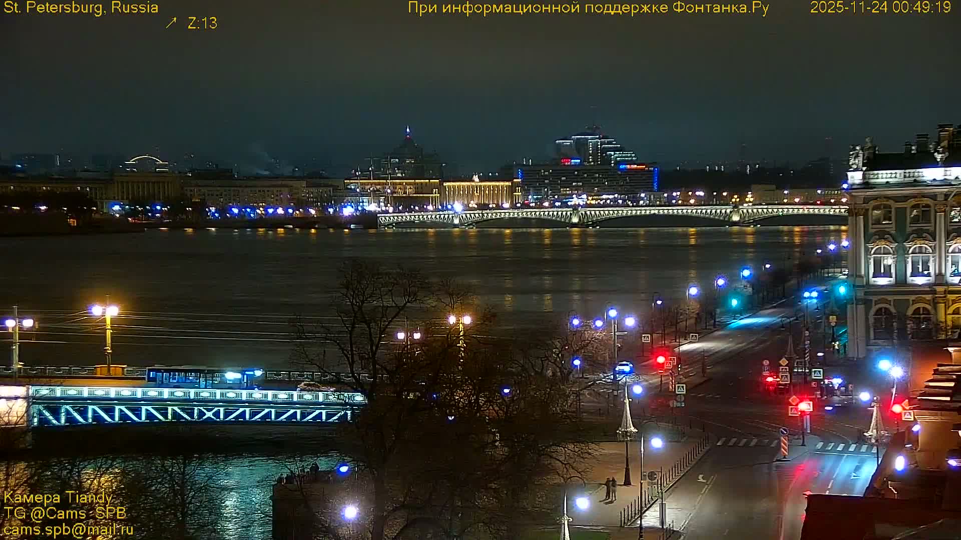 St. Petersburg, Reka Neva River Coasts Panaromic Zoom Skyline Live Cam  - Admiralteysky Okrug, Admiralteysky, Saint Petersburg, Northwestern (Severo-Zapadnyy), Russia