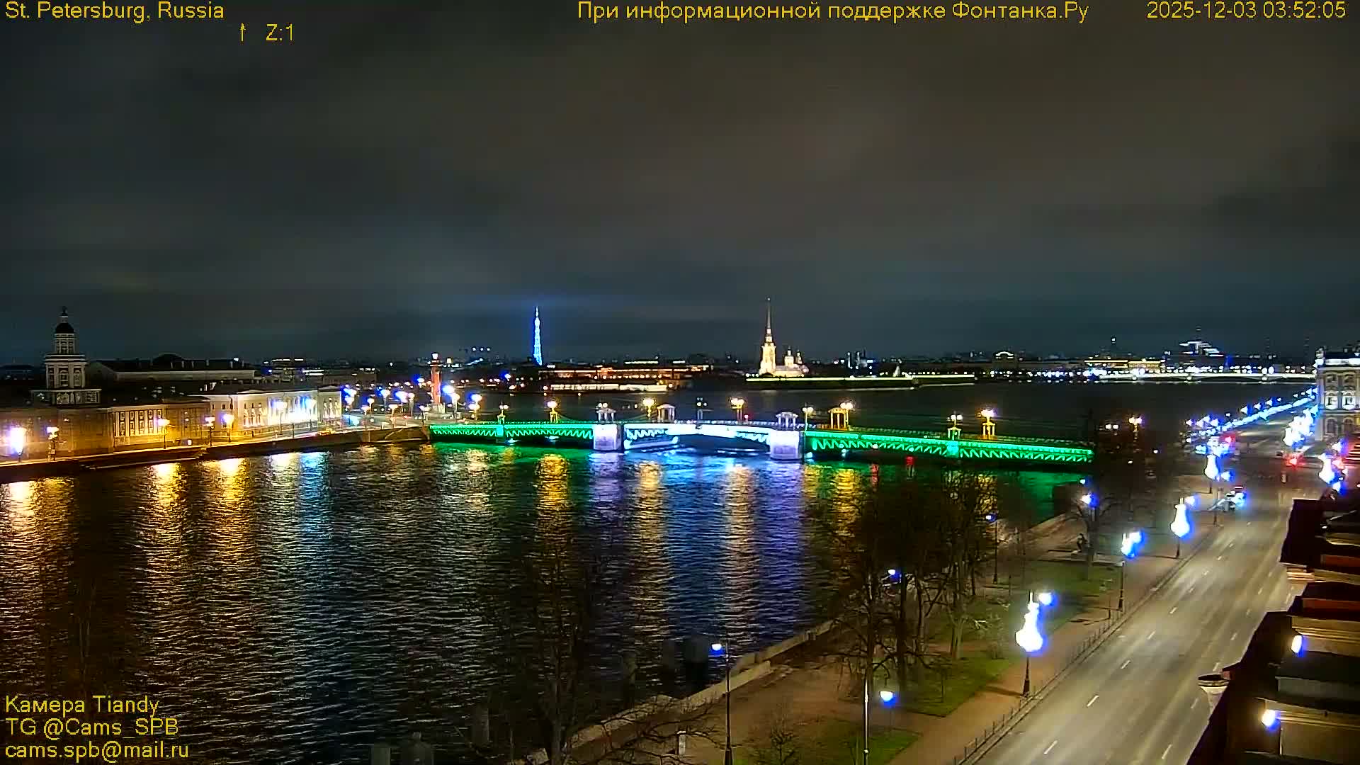 St. Petersburg, Reka Neva River Coasts Panaromic Zoom Skyline Live Cam  - Admiralteysky Okrug, Admiralteysky, Saint Petersburg, Northwestern (Severo-Zapadnyy), Russia