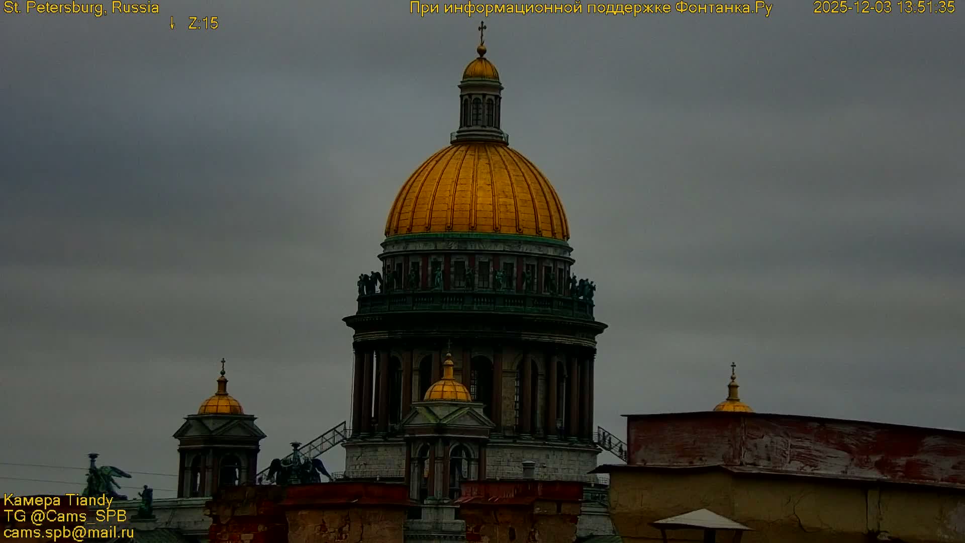 St. Petersburg, Reka Neva River Coasts Panaromic Zoom Skyline Live Cam  - Admiralteysky Okrug, Admiralteysky, Saint Petersburg, Northwestern (Severo-Zapadnyy), Russia