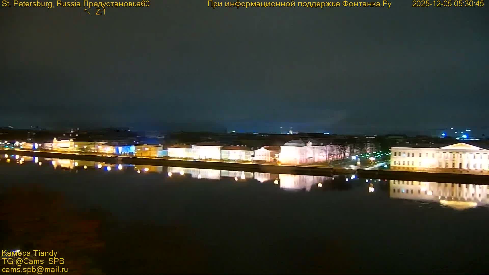 St. Petersburg, Reka Neva River Coasts Panaromic Zoom Skyline Live Cam  - Admiralteysky Okrug, Admiralteysky, Saint Petersburg, Northwestern (Severo-Zapadnyy), Russia