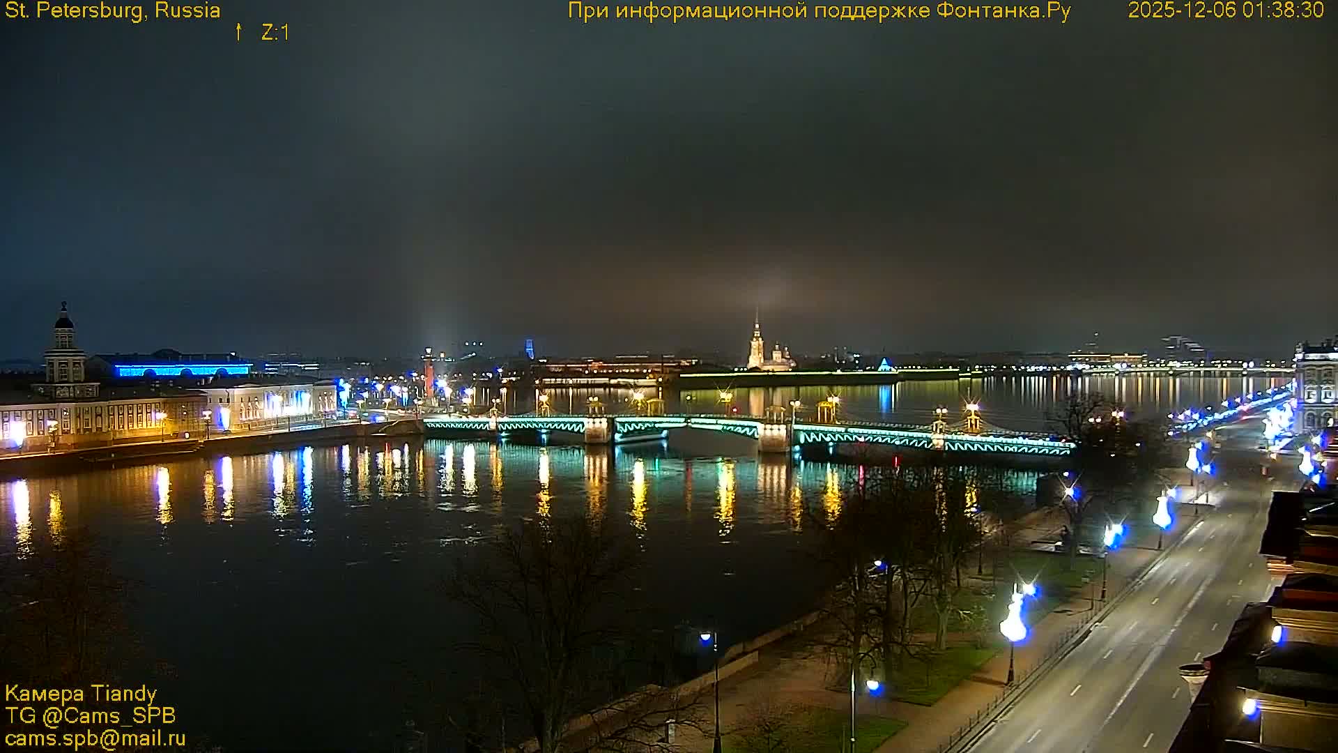 St. Petersburg, Reka Neva River Coasts Panaromic Zoom Skyline Live Cam  - Admiralteysky Okrug, Admiralteysky, Saint Petersburg, Northwestern (Severo-Zapadnyy), Russia