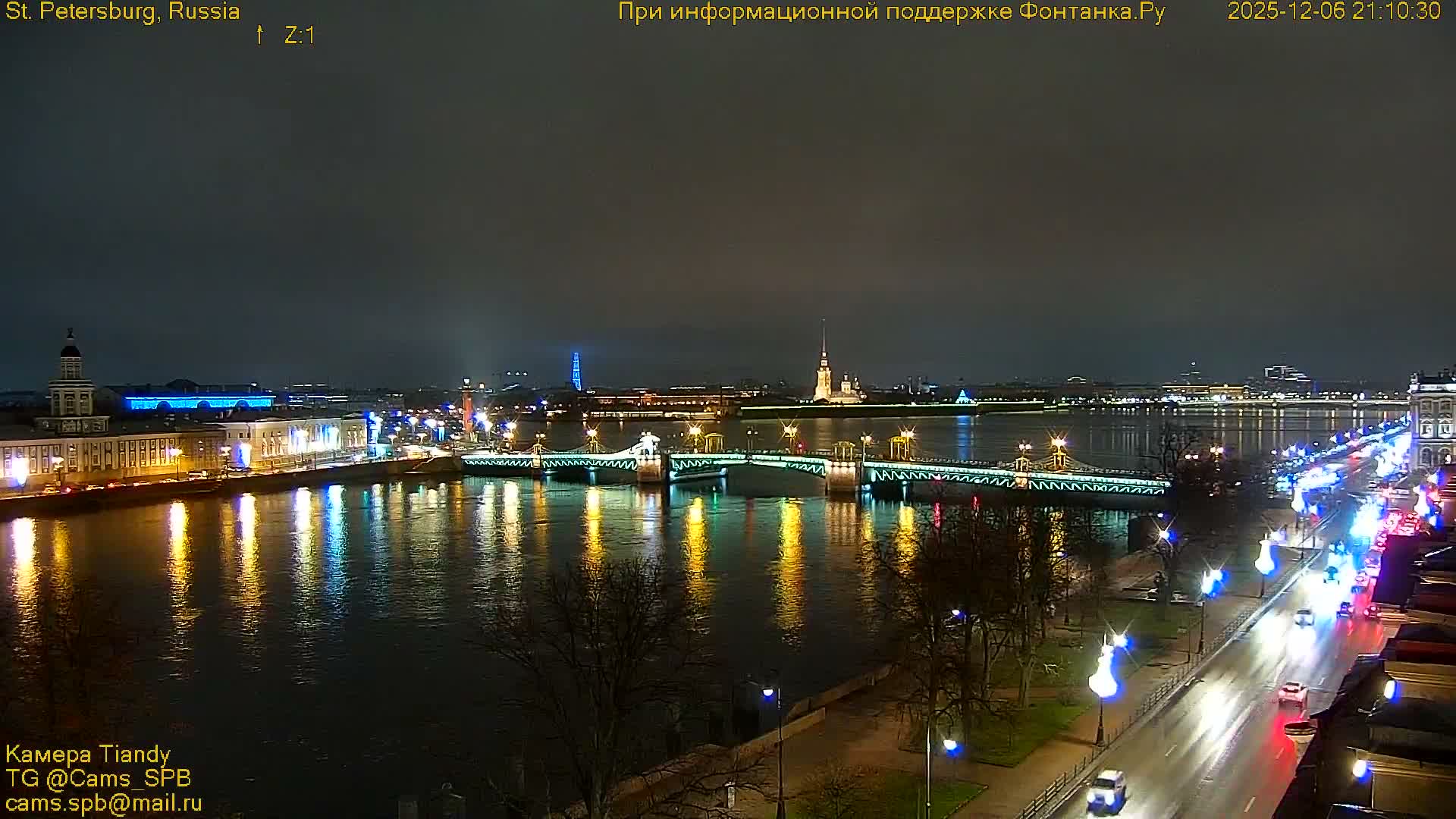St. Petersburg, Reka Neva River Coasts Panaromic Zoom Skyline Live Cam  - Admiralteysky Okrug, Admiralteysky, Saint Petersburg, Northwestern (Severo-Zapadnyy), Russia