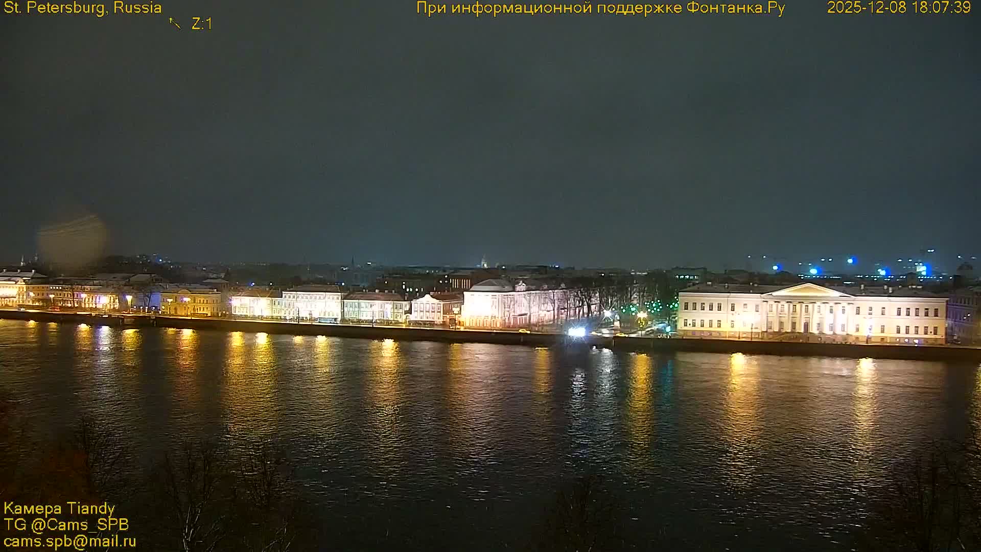 St. Petersburg, Reka Neva River Coasts Panaromic Zoom Skyline Live Cam  - Admiralteysky Okrug, Admiralteysky, Saint Petersburg, Northwestern (Severo-Zapadnyy), Russia