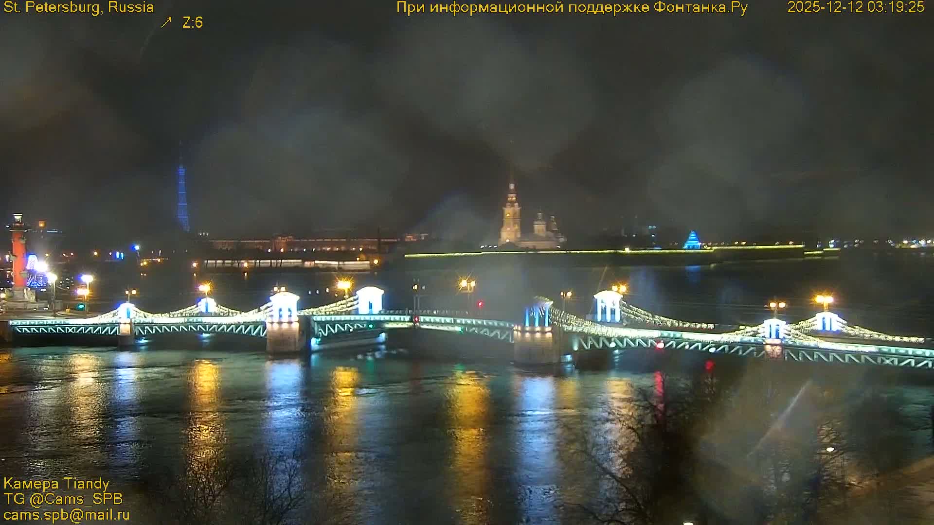 St. Petersburg, Reka Neva River Coasts Panaromic Zoom Skyline Live Cam  - Admiralteysky Okrug, Admiralteysky, Saint Petersburg, Northwestern (Severo-Zapadnyy), Russia