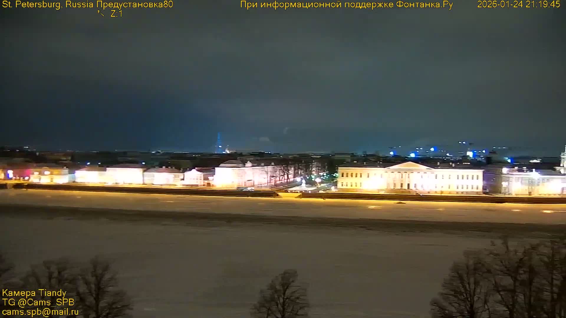 St. Petersburg, Reka Neva River Coasts Panaromic Zoom Skyline Live Cam  - Admiralteysky Okrug, Admiralteysky, Saint Petersburg, Northwestern (Severo-Zapadnyy), Russia
