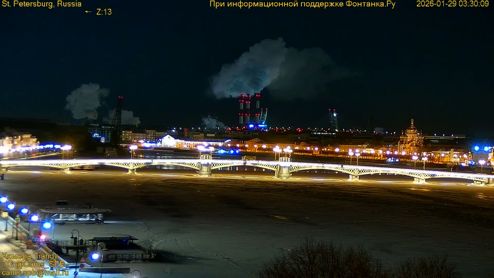 St. Petersburg, Reka Neva River Coasts Panaromic Zoom Skyline Live Cam  - Admiralteysky Okrug, Admiralteysky, Saint Petersburg, Northwestern (Severo-Zapadnyy), Russia