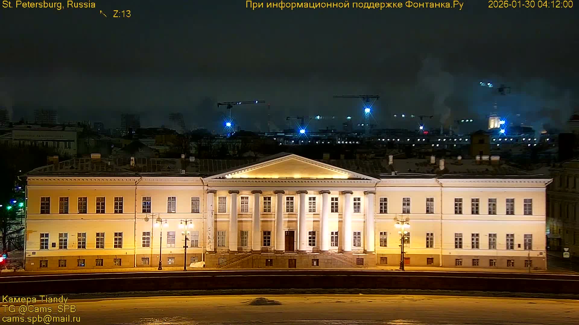 St. Petersburg, Reka Neva River Coasts Panaromic Zoom Skyline Live Cam  - Admiralteysky Okrug, Admiralteysky, Saint Petersburg, Northwestern (Severo-Zapadnyy), Russia