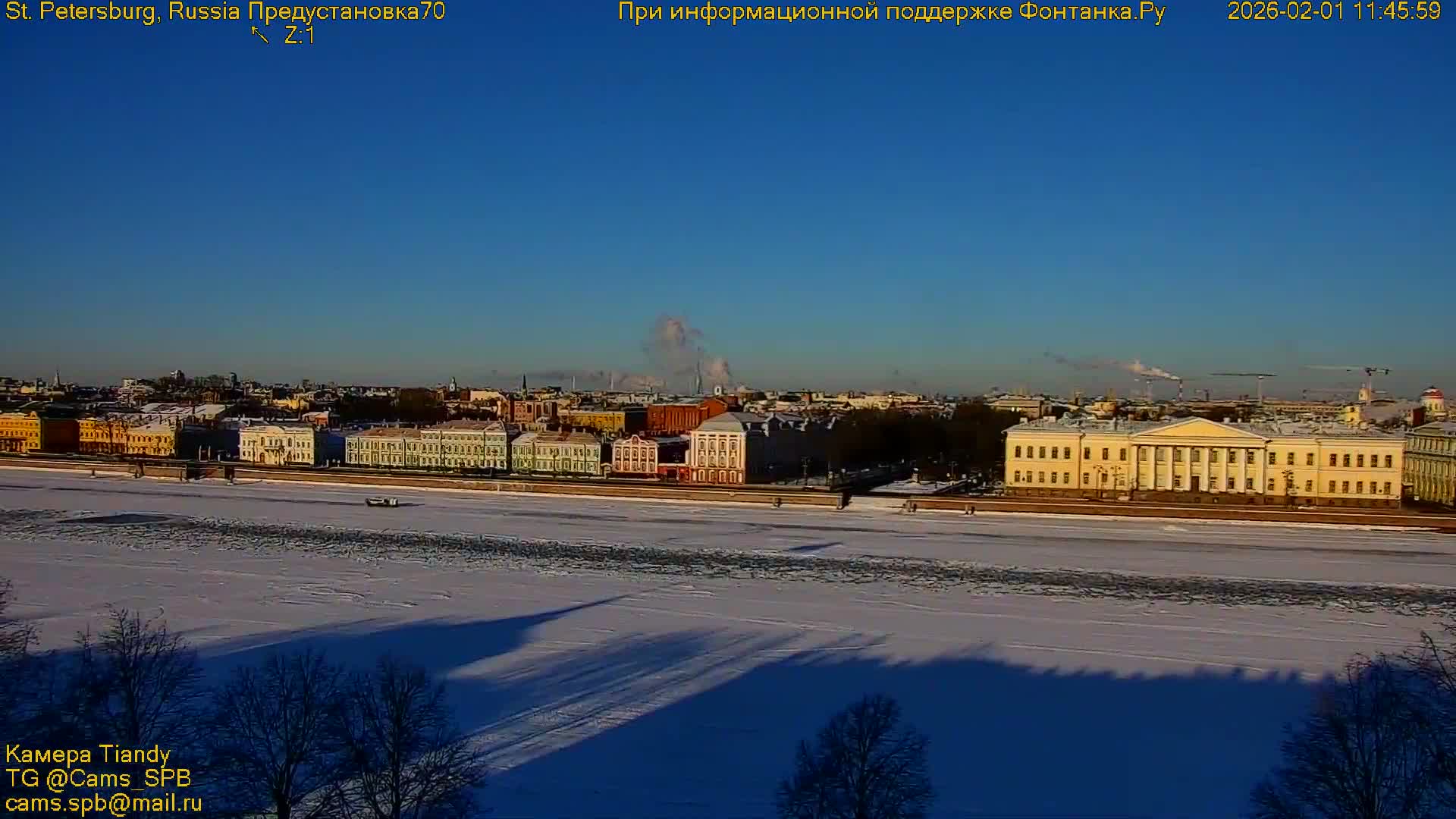 St. Petersburg, Reka Neva River Coasts Panaromic Zoom Skyline Live Cam  - Admiralteysky Okrug, Admiralteysky, Saint Petersburg, Northwestern (Severo-Zapadnyy), Russia