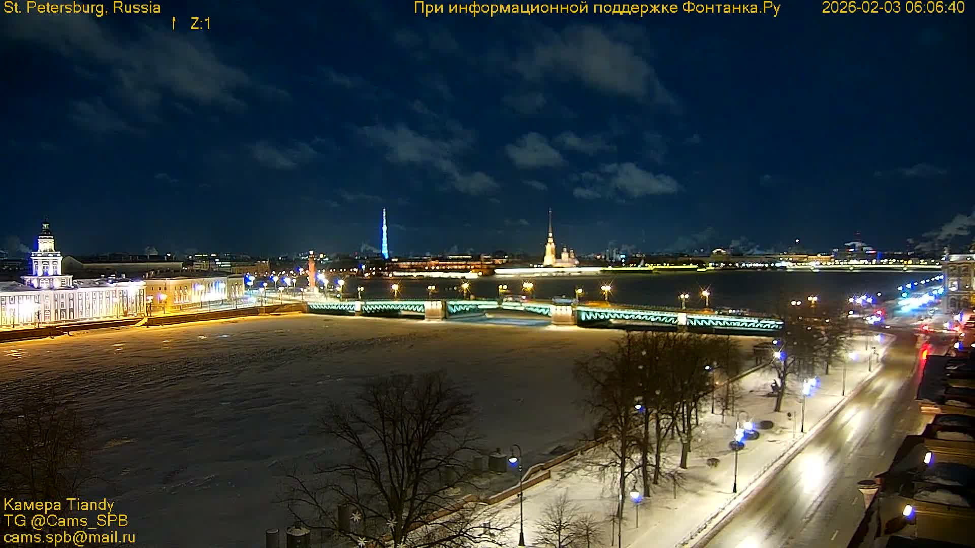 St. Petersburg, Reka Neva River Coasts Panaromic Zoom Skyline Live Cam  - Admiralteysky Okrug, Admiralteysky, Saint Petersburg, Northwestern (Severo-Zapadnyy), Russia