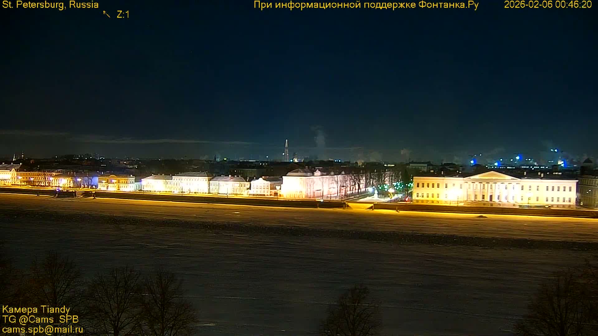 St. Petersburg, Reka Neva River Coasts Panaromic Zoom Skyline Live Cam  - Admiralteysky Okrug, Admiralteysky, Saint Petersburg, Northwestern (Severo-Zapadnyy), Russia