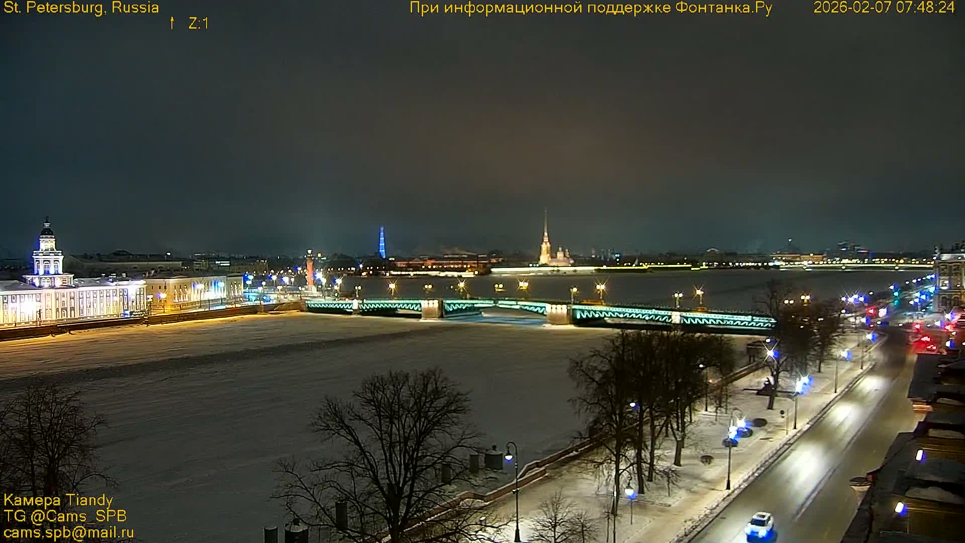 St. Petersburg, Reka Neva River Coasts Panaromic Zoom Skyline Live Cam  - Admiralteysky Okrug, Admiralteysky, Saint Petersburg, Northwestern (Severo-Zapadnyy), Russia