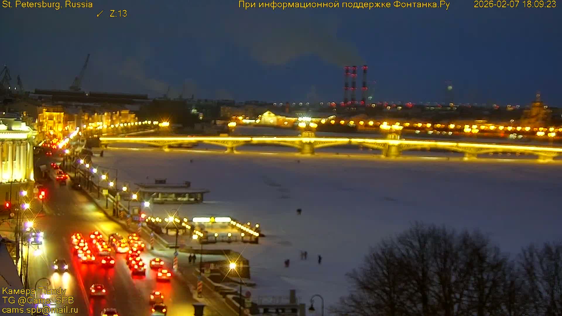 St. Petersburg, Reka Neva River Coasts Panaromic Zoom Skyline Live Cam  - Admiralteysky Okrug, Admiralteysky, Saint Petersburg, Northwestern (Severo-Zapadnyy), Russia