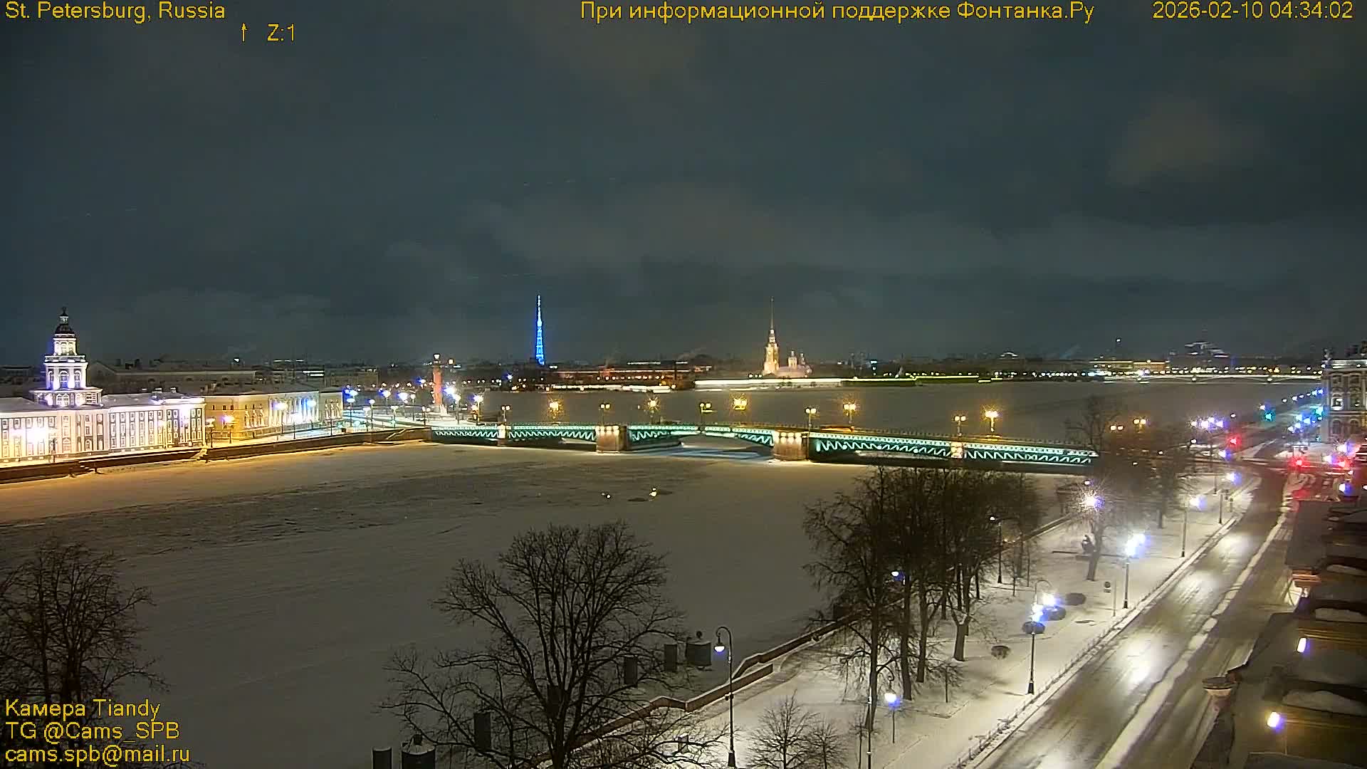 St. Petersburg, Reka Neva River Coasts Panaromic Zoom Skyline Live Cam  - Admiralteysky Okrug, Admiralteysky, Saint Petersburg, Northwestern (Severo-Zapadnyy), Russia