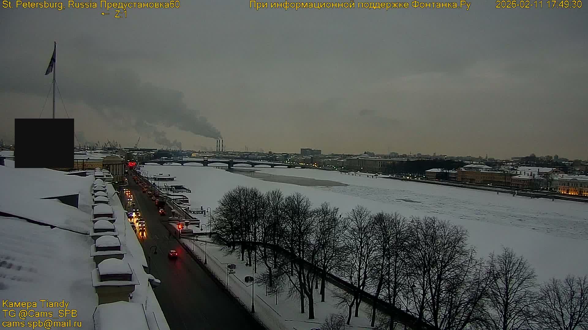 St. Petersburg, Reka Neva River Coasts Panaromic Zoom Skyline Live Cam  - Admiralteysky Okrug, Admiralteysky, Saint Petersburg, Northwestern (Severo-Zapadnyy), Russia