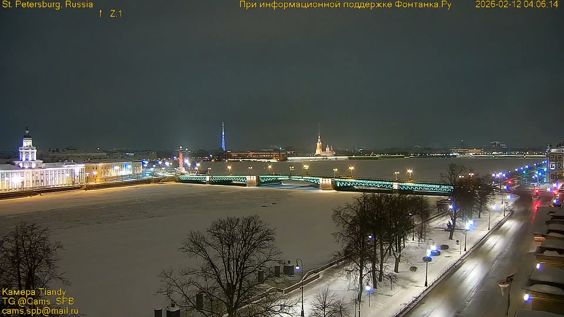 St. Petersburg, Reka Neva River Coasts Panaromic Zoom Skyline Live Cam  - Admiralteysky Okrug, Admiralteysky, Saint Petersburg, Northwestern (Severo-Zapadnyy), Russia