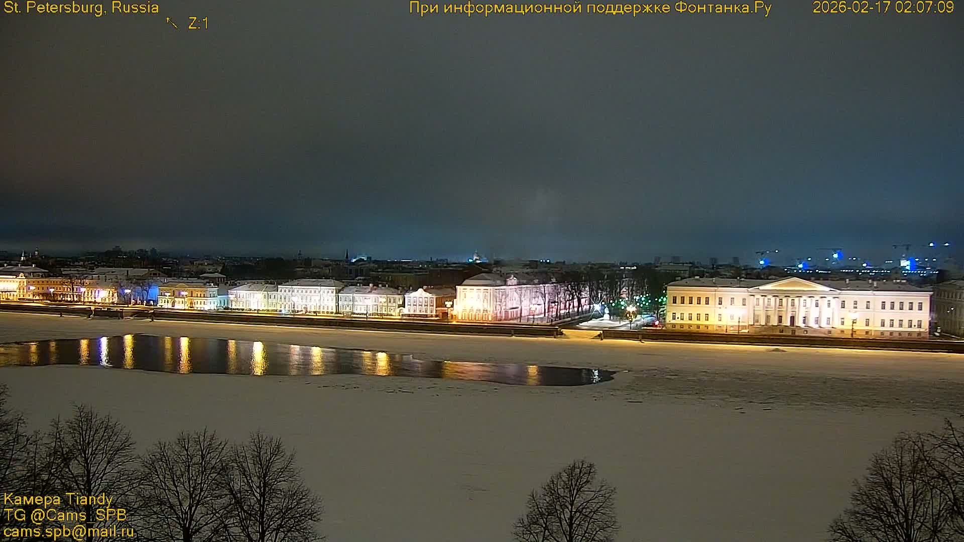 St. Petersburg, Reka Neva River Coasts Panaromic Zoom Skyline Live Cam  - Admiralteysky Okrug, Admiralteysky, Saint Petersburg, Northwestern (Severo-Zapadnyy), Russia